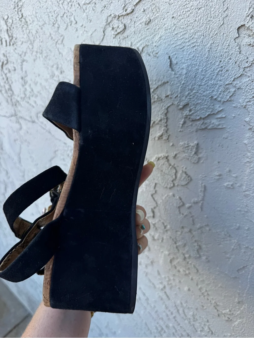 Sam Edelman Black Suede Platform Sandals with Ankle Buckle